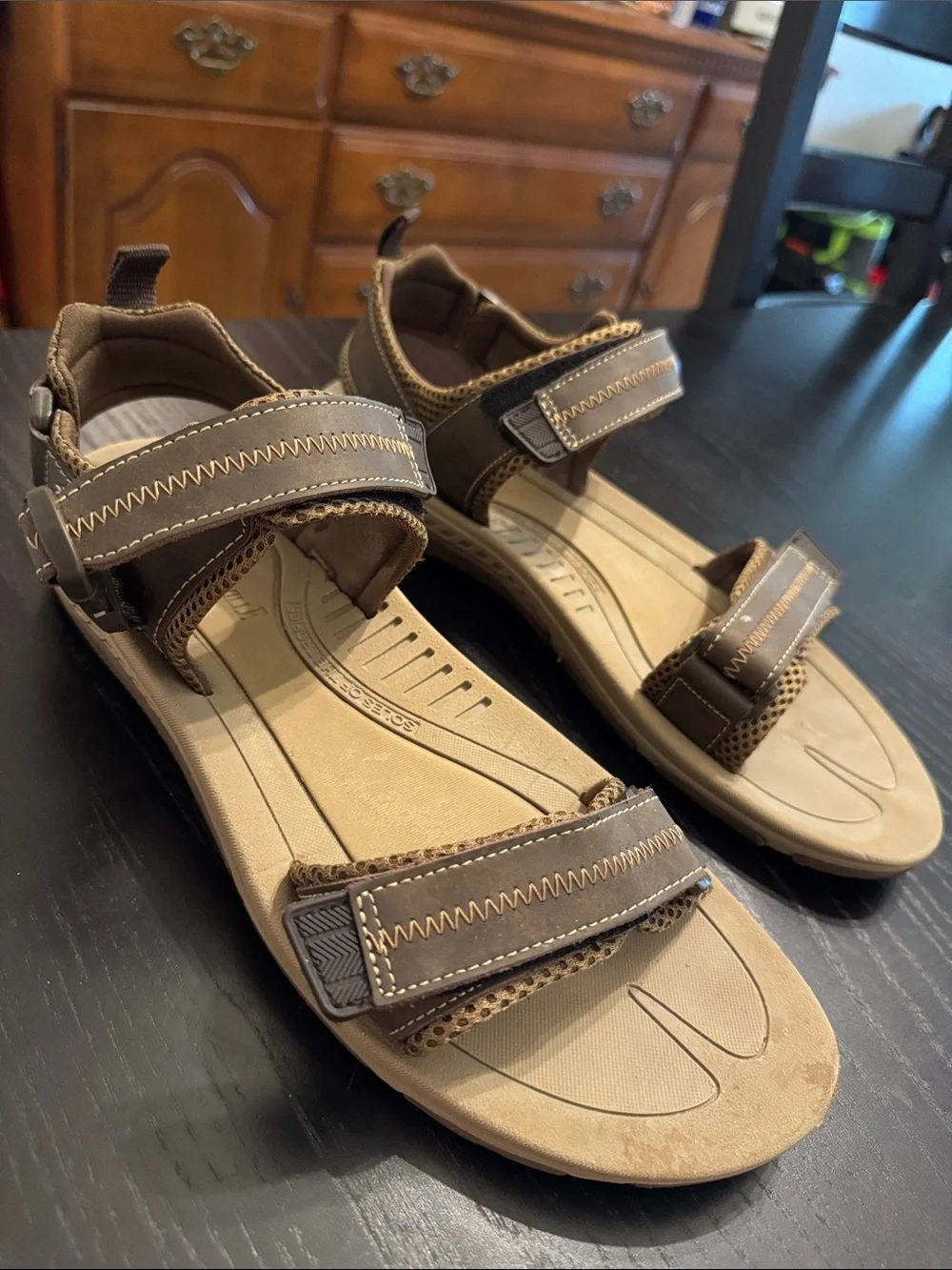 SIZE 12 Margaritaville Brown Tan Mens Adjustable Strap Sandals